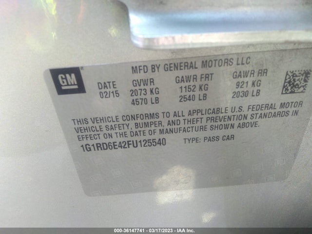 Chevrolet Volt 2015 1G1RD6E42FU125540 Image 11