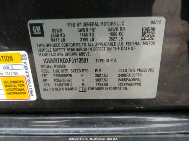 1GKKRTKDXFJ113591 GMC Acadia Denali