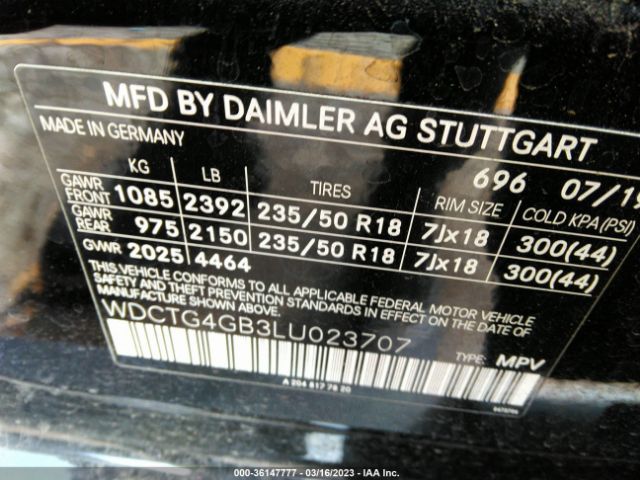 WDCTG4GB3LU023707 Mercedes-Benz Gla Gla 250