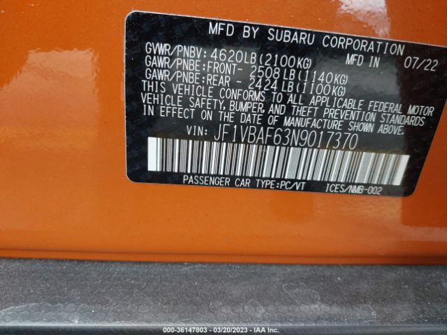JF1VBAF63N9017370 Subaru Wrx Premium