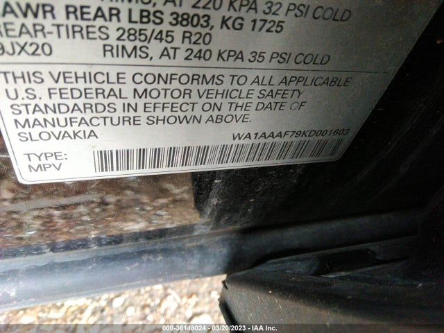 WA1AAAF79KD001603 Audi Q7 Premium/se Premium