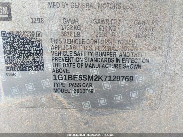 Chevrolet CRUZE LT 2019 1G1BE5SM2K7129769 Image 10