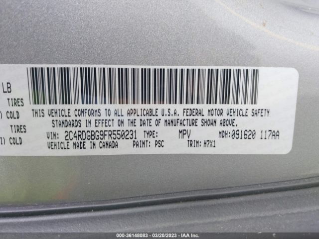 2C4RDGBG9FR550231 Dodge Grand Caravan American Value Pkg