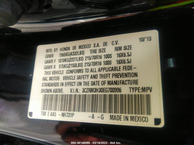 Honda CR-V LX 2014 3CZRM3H30EG700996 Image 10