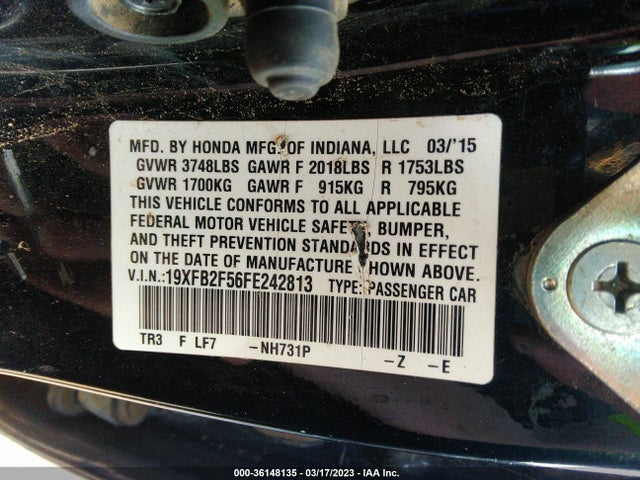 Honda Civic Sedan Lx 2015 19XFB2F56FE242813 Image 11