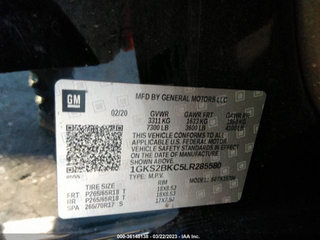 1GKS2BKC5LR285580 GMC YUKON SLT