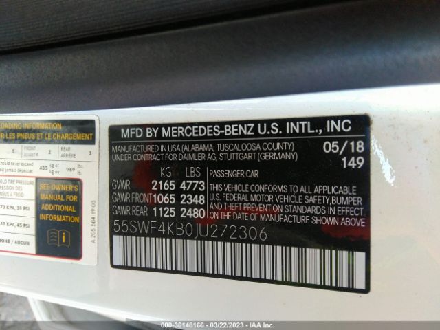 55SWF4KB0JU272306 Mercedes-Benz C-class C 300
