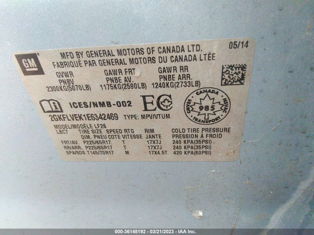 GMC Terrain Sle 2014 2GKFLVEK1E6342469 Image 9
