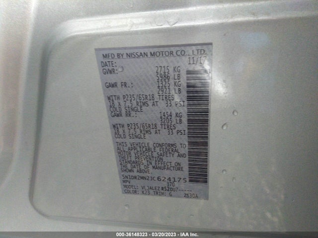 Nissan Pathfinder Sv 2018 5N1DR2MN2JC624175 Image 9