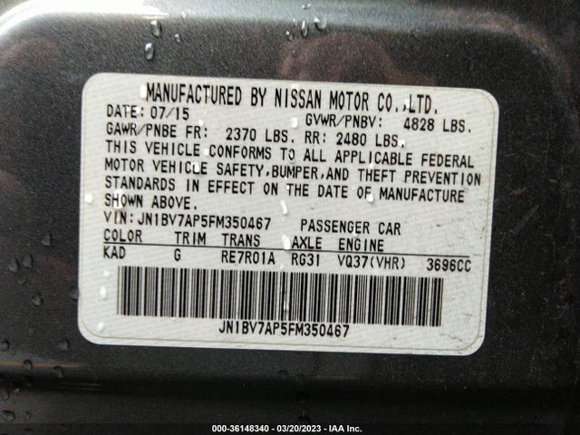 Infiniti Q50 Premium 2015 JN1BV7AP5FM350467 Image 9