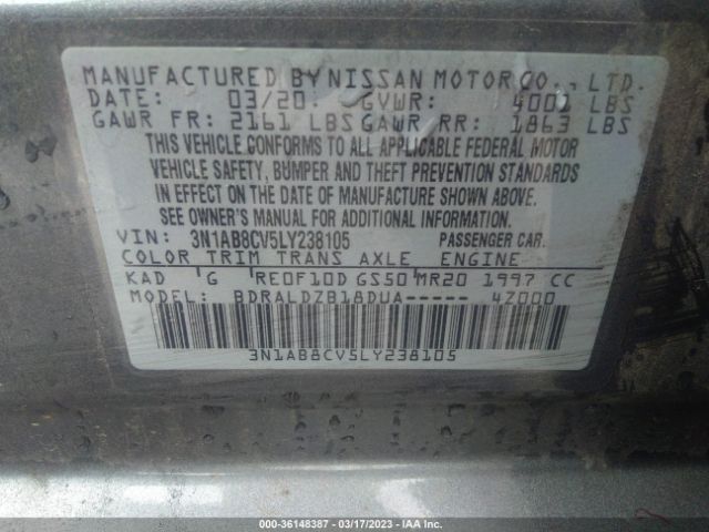 3N1AB8CV5LY238105 Nissan SENTRA SV