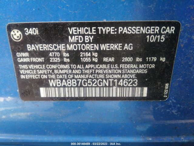 WBA8B7G52GNT14623 BMW 3 Series 340i Xdrive