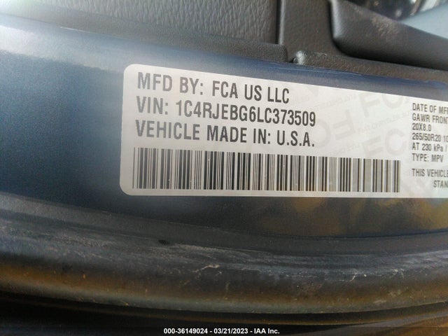 1C4RJEBG6LC373509 Jeep Grand Cherokee Limited X