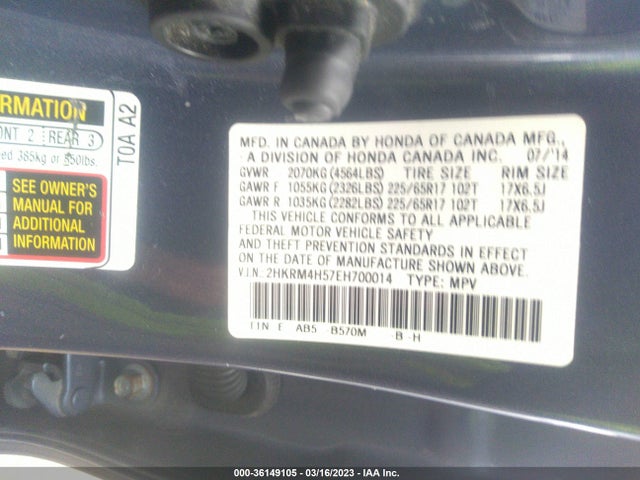 Honda CR-V EX 2014 2HKRM4H57EH700014 Image 9
