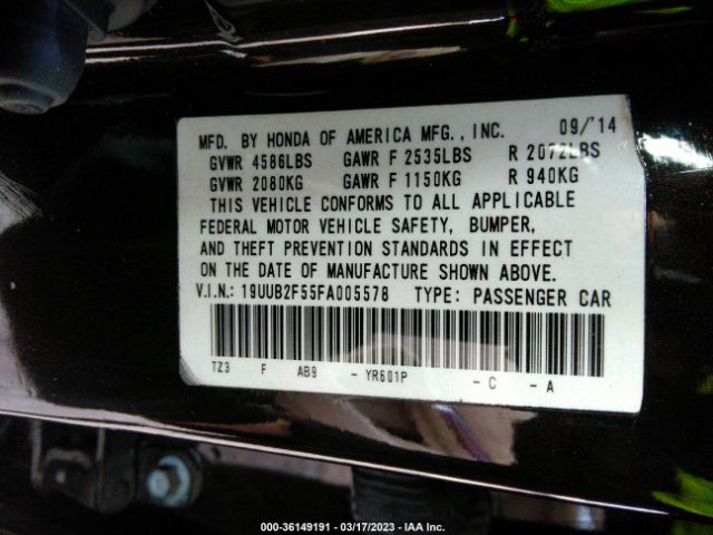19UUB2F55FA005578 Acura Tlx V6 Tech