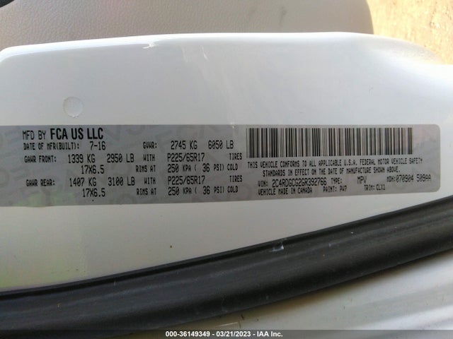 Dodge Grand Caravan Sxt Plus 2016 2C4RDGCG2GR392766 Image 9