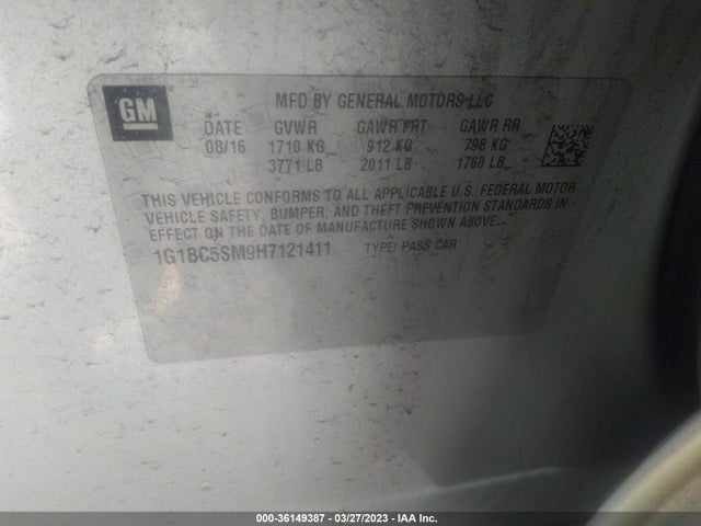 Chevrolet CRUZE LS 2017 1G1BC5SM9H7121411 Image 10