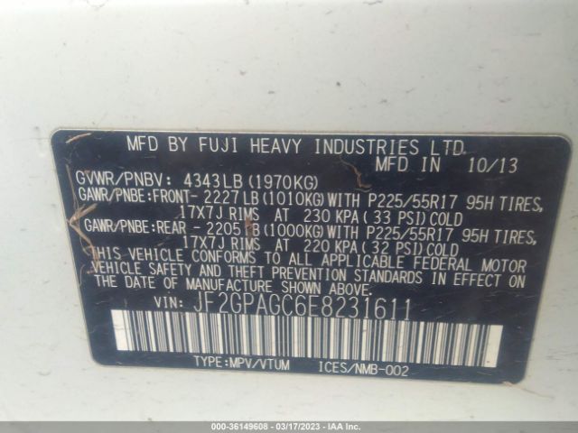 JF2GPAGC6E8231611 Subaru Xv Crosstrek Limited