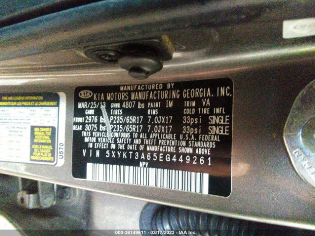 5XYKT3A65EG449261 KIA SORENTO LX