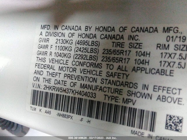 Honda CR-V LX 2019 2HKRW5H37KH404033 Image 9