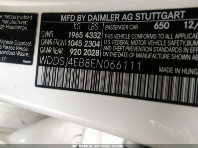 WDDSJ4EB8EN066111 Mercedes-Benz Cla-class Cla 250