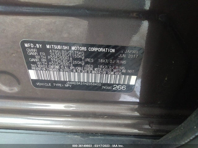 JA4AD3A31HZ058400 Mitsubishi Outlander Se/sel