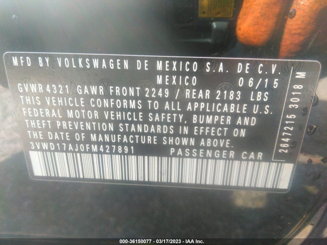 3VWD17AJ0FM427891 Volkswagen Jetta Sedan 1.8t Se