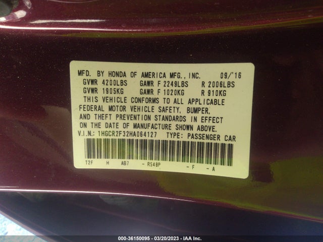 Honda Accord Sedan Lx 2017 1HGCR2F32HA064127 Image 9
