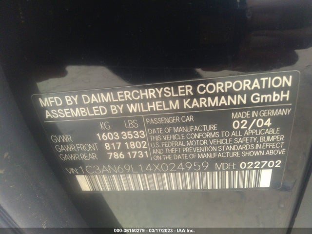 1C3AN69L14X024959 Chrysler Crossfire
