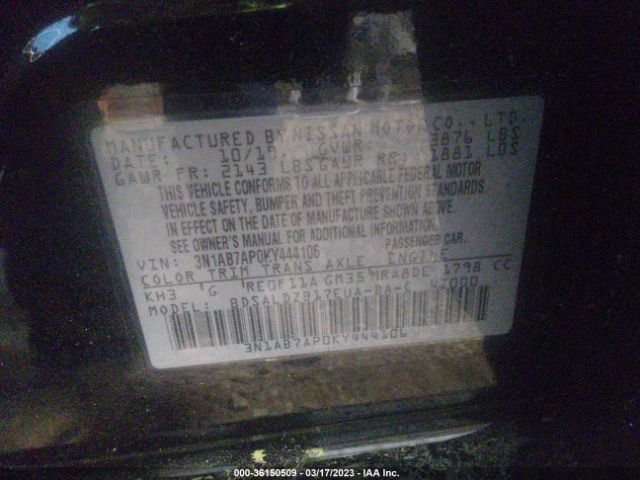 3N1AB7AP0KY444106 Nissan SENTRA SV