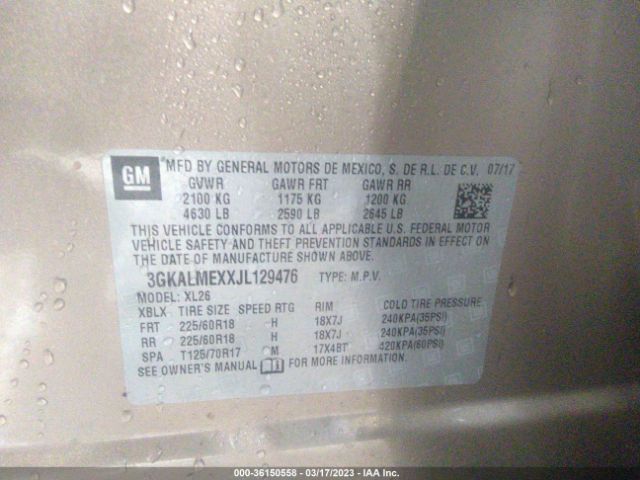 3GKALMEXXJL129476 GMC Terrain Sle