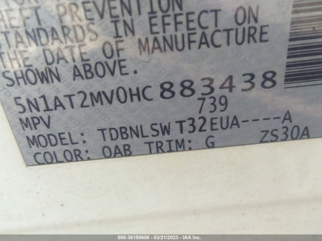 5N1AT2MV0HC883438 Nissan Rogue Sl