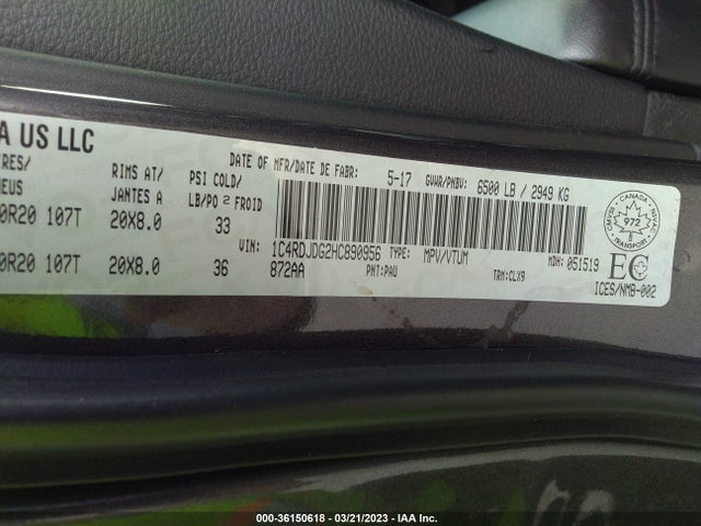 Dodge DURANGO GT 2017 1C4RDJDG2HC890956 Image 9