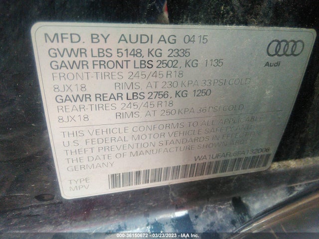 WA1UFAFL6FA132006 Audi Allroad Premium Plus