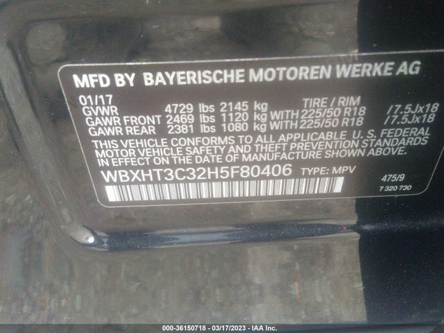 2017 BMW X1, VIN: WBXHT3C32H5F80406
