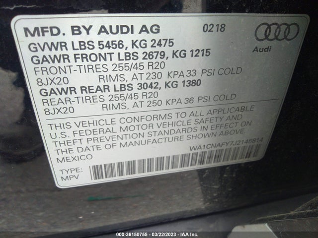 WA1CNAFY7J2145814 Audi Q5 Prestige/tech Prestige