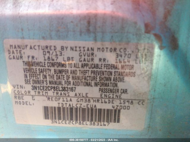 3N1CE2CP8EL383167 Nissan Versa Note S Plus