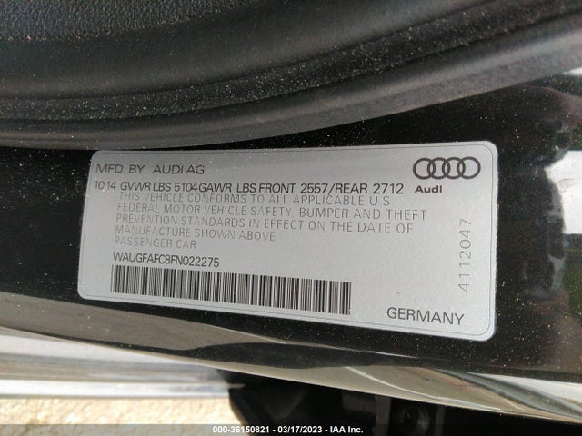 WAUGFAFC8FN022275 Audi A6 2.0t Premium Plus