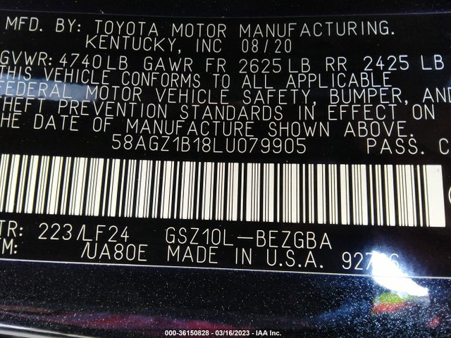 58AGZ1B18LU079905 Lexus Es Es 350 F Sport