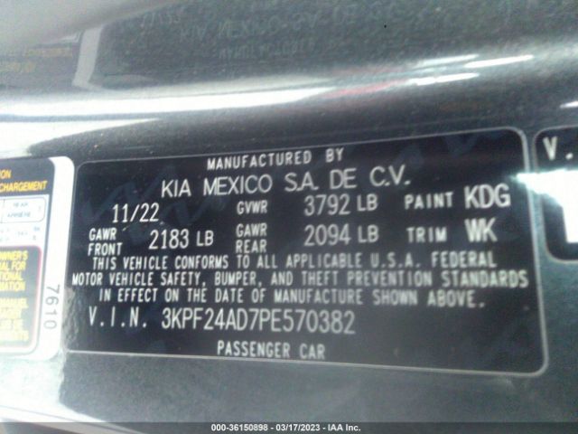 3KPF24AD7PE570382 KIA Forte Lxs