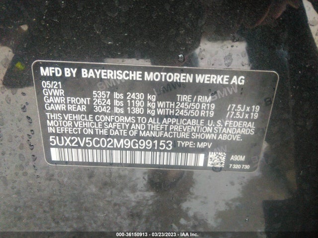 2021 BMW X4, VIN: 5UX2V5C02M9G99153