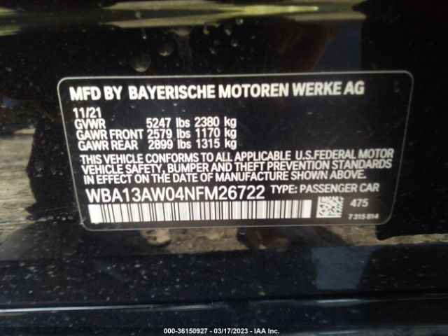 WBA13AW04NFM26722 BMW 4 Series M440i Xdrive