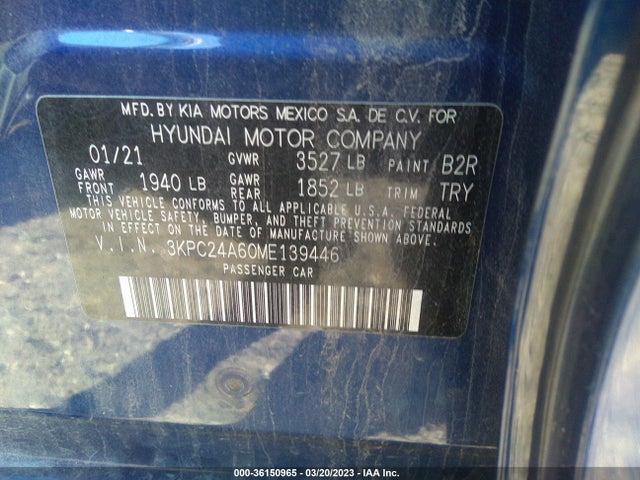 2021 Hyundai Accent, VIN: 3KPC24A60ME139446