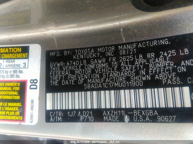 58ADA1C17MU011900 Lexus Es Es 300h