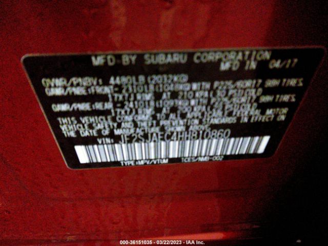 JF2SJAEC4HH810860 Subaru Forester Premium