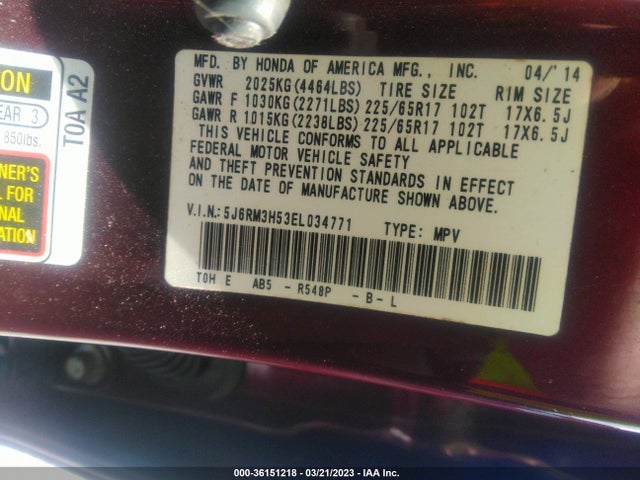 Honda CR-V EX 2014 5J6RM3H53EL034771 Image 10