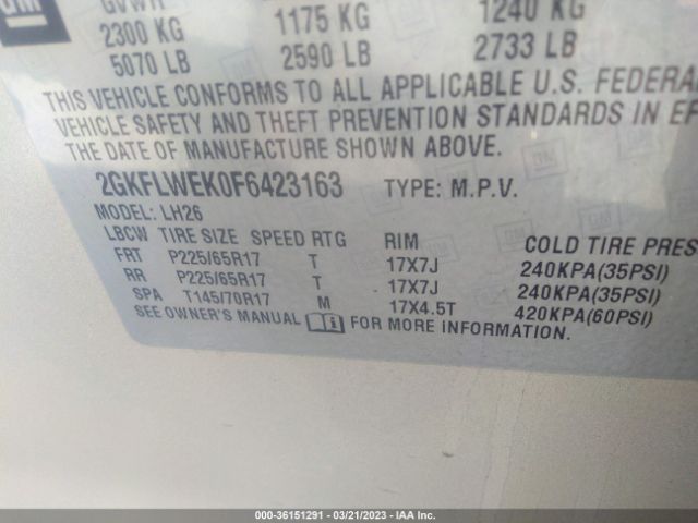 2GKFLWEK0F6423163 GMC Terrain Sle
