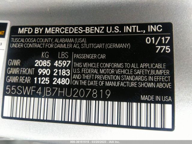 55SWF4JB7HU207819 Mercedes-Benz C-class C 300