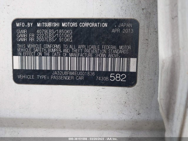 JA32U8FW4EU001836 Mitsubishi LANCER GT