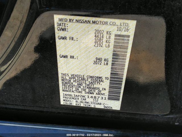1N4BL3AP2HC148731 Nissan Altima 3.5 Sl